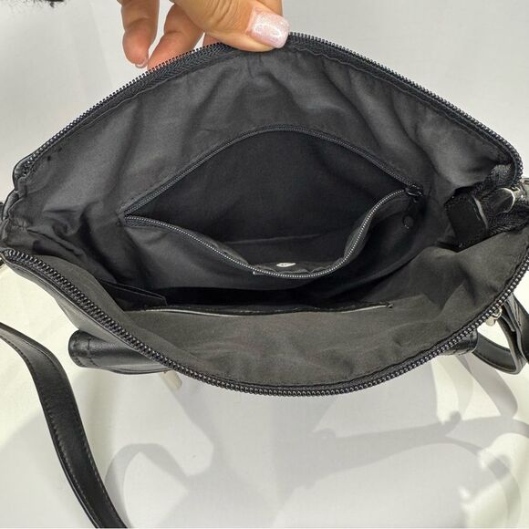 Giani Bernini Black Leather Women's Purse Shoulder Handbag Crossbody Bag - Picture 4 of 10